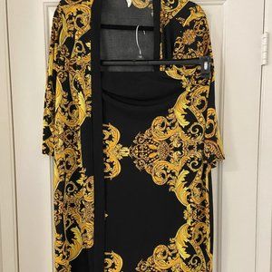 Gold Paisley Print Mini Dress Set